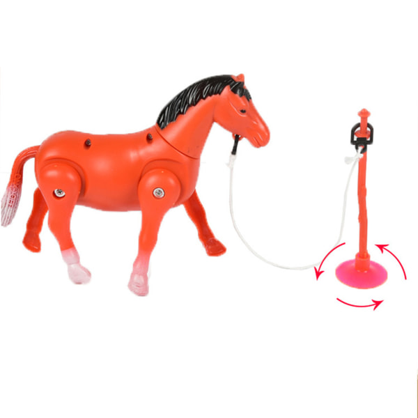 Elektrisk hästleksak Tecknad cirkelhäst med påle Plast Rolig present för pedagogisk hjärnutveckling leksak för barn