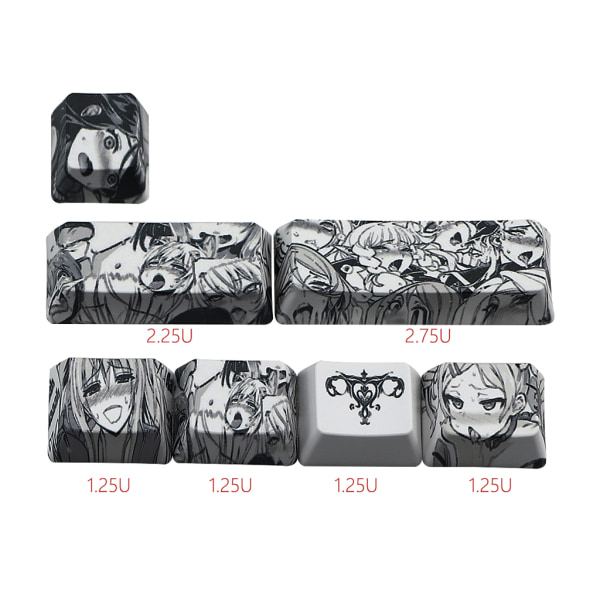 PBT 71 för nyckel Ahegao Keycap Dye Sublimation OEM Anime för GK61 GK64 Keyboard Ke