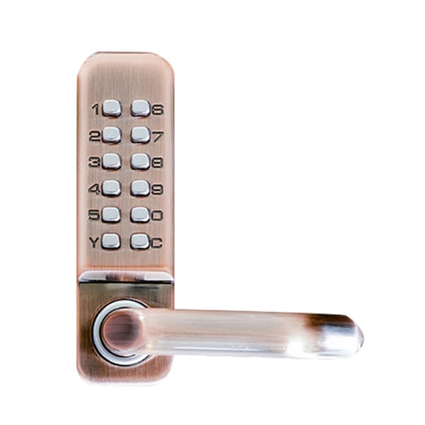 Mekaniskt digitalt dörrlås Nyckellöst kombinationskodlås Zinklegering Nyckellöst dörrlås med handtag utan batteri Red bronze