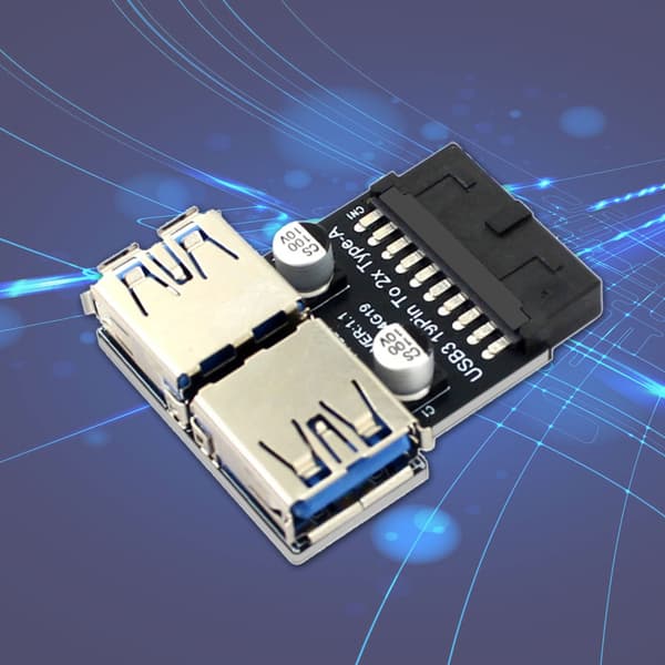 USB3.0 Adapter C Typ PH22T För Moderkort 19/20PIN till 2xUSB3.0A Anslutning