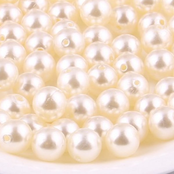 200 st 6 mm konstgjord pärla rund elfenben vit pärla för konsthantverk Lösa pärlor för halsband Smycketillverkningsprojekt