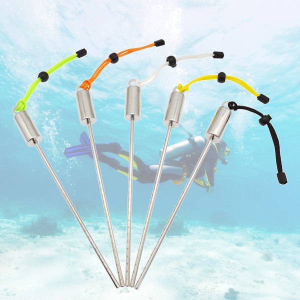 Scuba Diving Point Rod Rostfritt stål Scuba Lobster Diving Stick Pointer med snöre Undervattensvattensporttillbehör Yellow