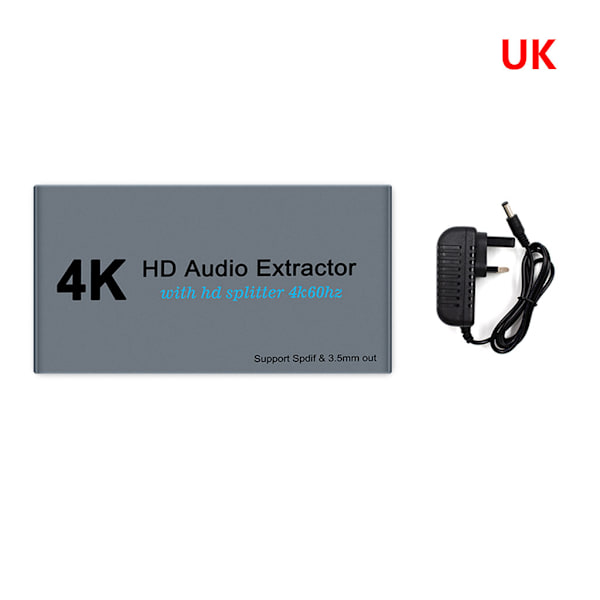 4K Splitter One In Two Out AUX Extractor In 3,5 mm Stereo Converter Adapter för Full HsD TV Monitorer Projektorer Satellit UK