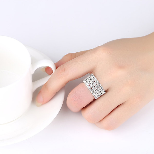 Elastisk ring Fashionabla Stretch Kristall Inläggningar Finger Ringar Unik Förlovning Bröllopslöfte Knuckle Ring Smycken Present null - 3 rows