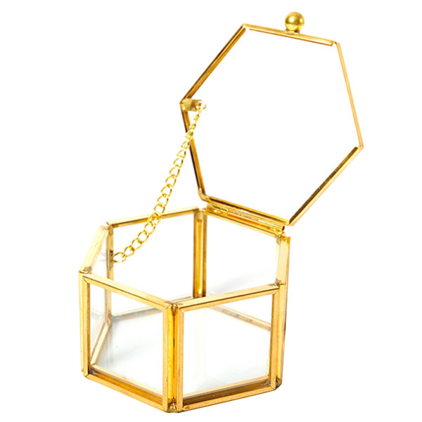 Kreativ Tom Geometrisk Glas Smyckeskrin Smycken Organisera Hållare Ringar Box Smycken Förvaring Bröllopspresent för kvinnor Gold