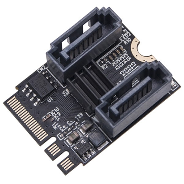 M.2 SATA Adapter NGFF Key A/E till 2 Port SATA 3.0 Expansion Card Riser Board SATA3 6G Controller JMB582 Chip för SATA HDD