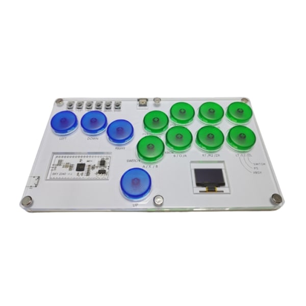 Fighting Box Mini Hitbox Arcade Controller Fighting Stick Street Fighters Game Joystick Mekanisk knapp Hållbar för PC Transparent blue green