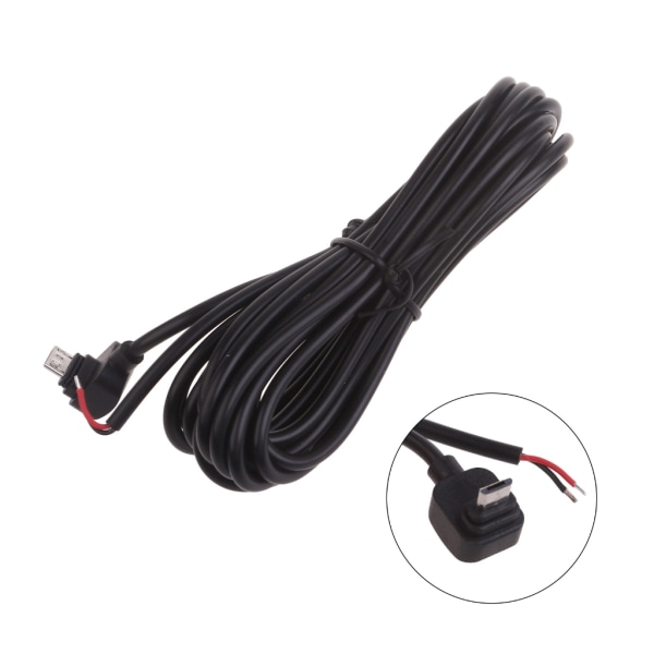 Mikro- USB hane-kontaktkabel 13 fot 5V 3A 22AWG 2 ledningar Power Pigtail-kabel DIY-svart Straight head