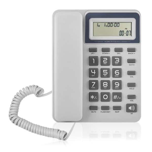 TSD813 Stationär fast telefon med sladd med LCD-skärm Kalkylatorfunktioner för samtals-ID för hemmakontorshotell Off white