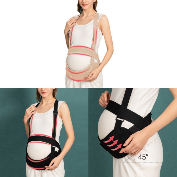 Magband för gravida kvinnor Gravidbälte Andas bukbindare Ryggstöd under alla stadier av graviditeten Khaki XXL