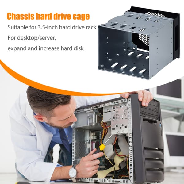 Harddiskbur i rustfritt stål for datamaskin SATA HDD 5,25\" til 5X 3,5\" rack