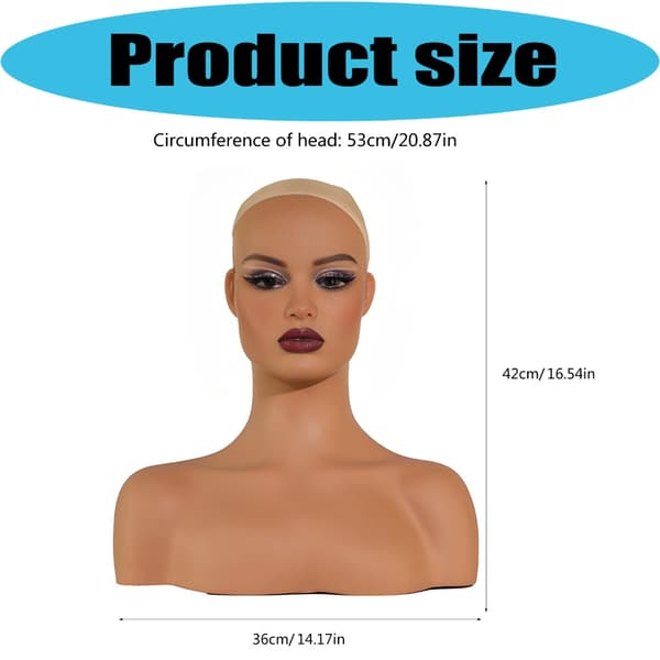 Kvalitet Halvkropps Mannequin Hode For Parykker Hatter Og Tilbehør Utstillingsstativ
