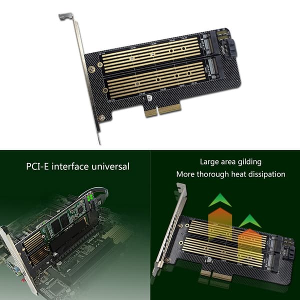 SSDer til PCIE Adapterkort M.2 NVME Harddiskadapter Dobbel SSD-kort