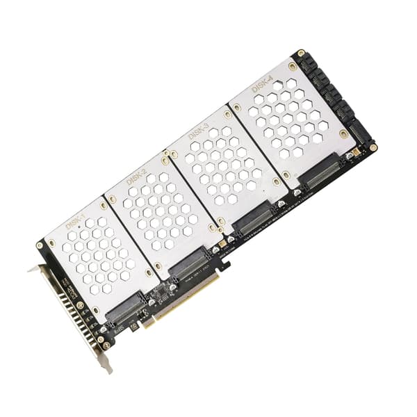 4-ports M.2 SFF8639 NVMe Solid Disk Reader PCIe X16 Internt Utvidelseskort