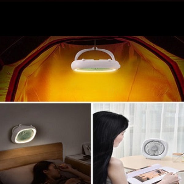4000mAh USB uppladdningsbar fjärrkontroll oscillerande fläkt 4 växlar Tält takfläkt med LED-lampa för hem utomhus skrivbord säng Orange