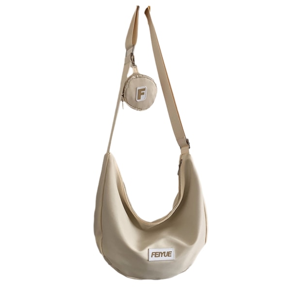 Mode Nylon Crossbody Bag Dumpling Bag Enkel Tygväska Sling Bags Casual Bags Axel Handväskor för kvinnor Flickor White