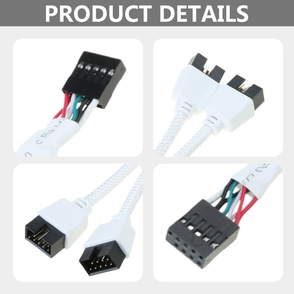 Hovedkort USB 2.0 9Pin til 2x 9 Pin Skjermet Kabel Eliminerer Interferens