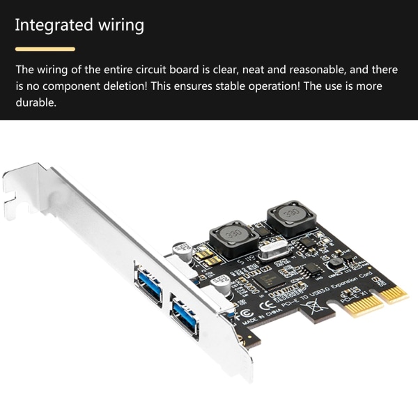 2 Port USB 3.0 PCI-E expansionskort Extern PCIe X1 till USB 3.0 Controller Card Adapter för stationär PC NEC720202, VL805 NEC720202