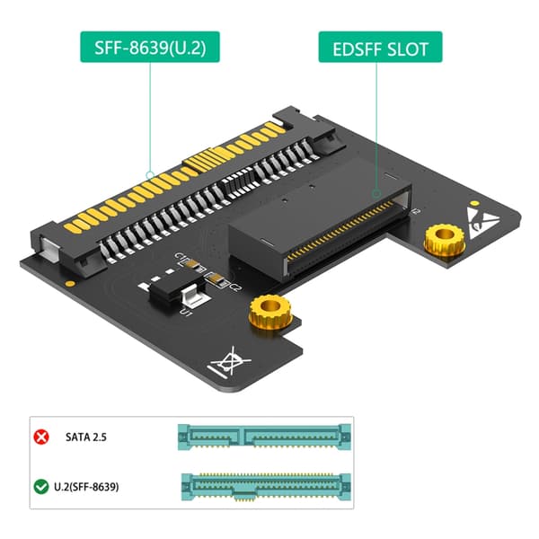EDSFF NVMe SSD'er til SFF-8639 U2'er SSD'er Adapterkort til Data Storage Eksperter