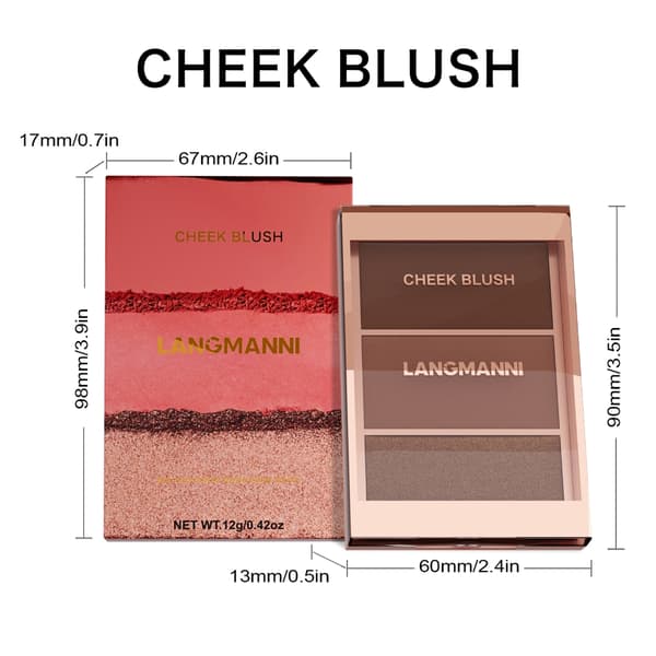 Bärbar Rouge Palett Kindben Konturering Rouge Highlighting Flush Effekt B