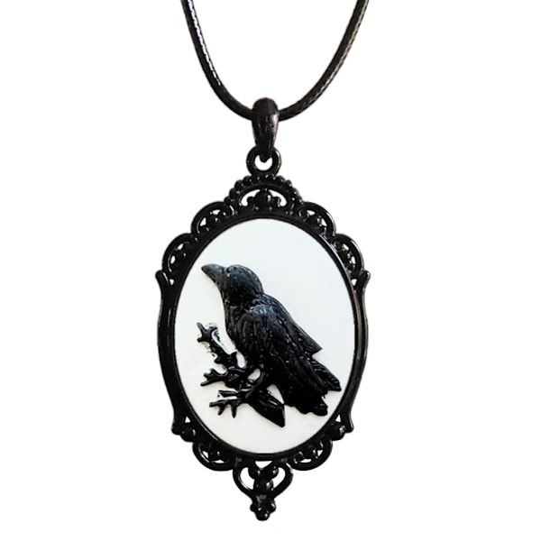 Gotisk Kråka Raven Berlock Halsband Kråka Hänge Halsband Mystisk Häxsmycke Gåva Repkedja Goth Kråka Choker Unisex