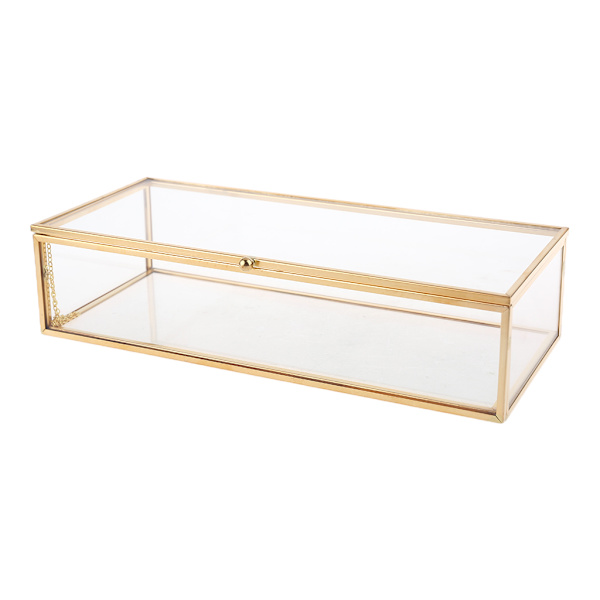 Dekorativ Smykke Opbevarings Display Klar Glasboks Hængsel Kæder Display til Æske til Minder Ringe Øreringe Armbånd