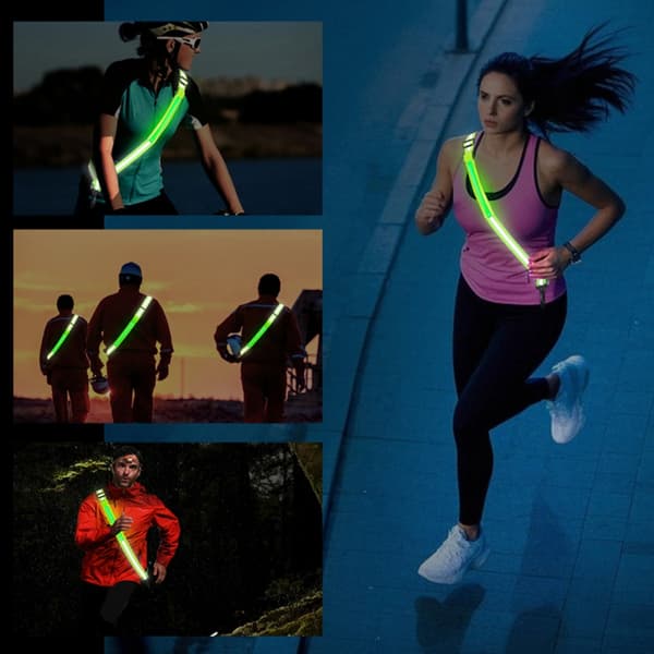 Andningsbart LED-armband USB C Snabbladdning Reflekterande Utrustning för Utomhusaktiviteter Blue