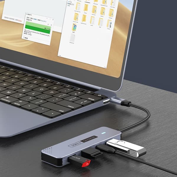 USB C Aluminium 10Gbps Dataöverföring 2x Typ C+2x USB Multifunktionell Adapter