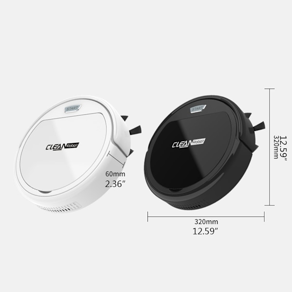 3-i-1 Slim Robotdammsugare Supertyst Stark Sugkraft USB Uppladdningsbar White B