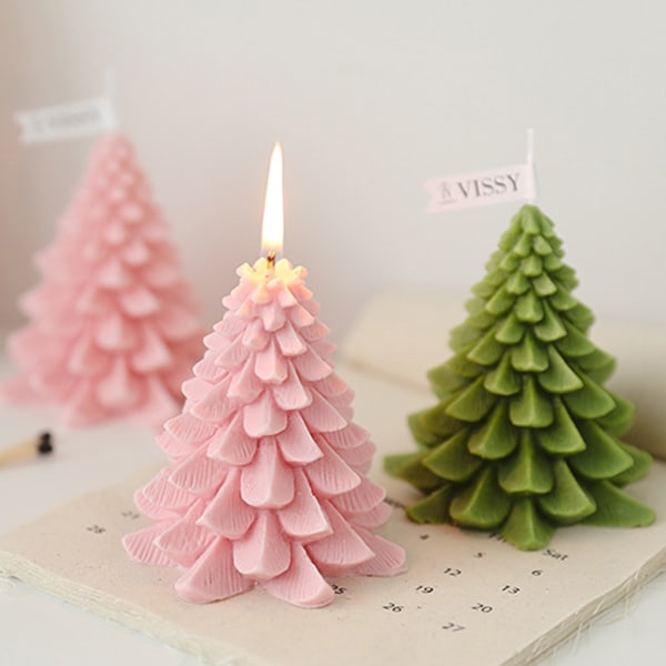 Julljus Xmas träd form Doftljus tänder romantiskt ljus för hemmet Vardagsrum Bordsdekoration Milky white