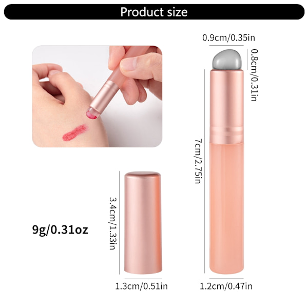 Læbestiftbørste med låg Silikone læbebørste til læbefarvning, læbemakeupbørste Pink