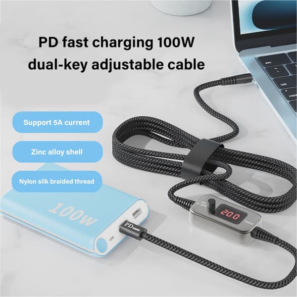 Flexibla Spänningar USB C DC5521 Adapterkabel Sladd 10 Utbytbara Spetsar