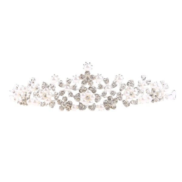 Fin brudblomma Bal Pearl Crown Tiara Kvinnor Bröllopstävling Slöja för Rhinestone Kristalldekor Smycken Huvudbonader för P