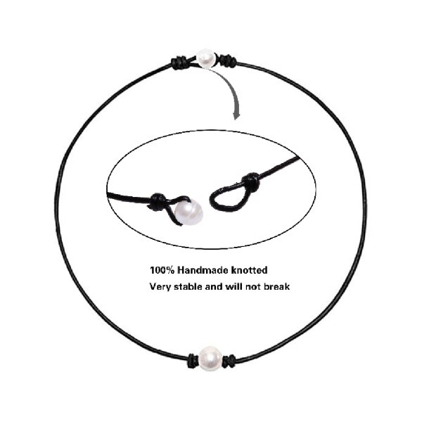 Nya Chokers Halsband Sötvattenspärlor Kort krage Kvinnor Fashion Statement Halsband Vintage Lädersmycken Bohemian