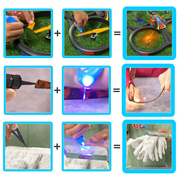 15 ml 5 sekunders UV-laserlim med mini UV-lampa Solljushärdande lim Transparent glaslimning Reparationslimsats
