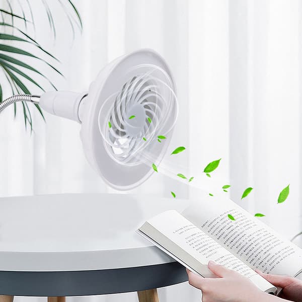 Universal 2-i-1 AC 220V E27 12W LED Lampe Loftventilator med LED Pære