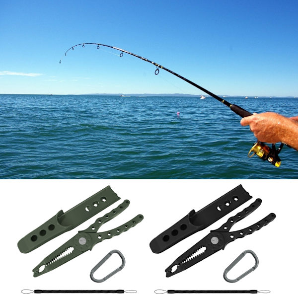 Fiskegripare Bärbar Fish Grip Läppklämma Grabber Fish Clamp Grip Fish Controller Fisketång Tång med karbinhake Black