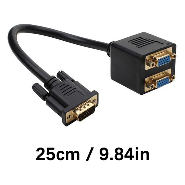 VGA Splitter Adapter 1 Input 2 Outputs 25 cm Kabel 1080P Til Hjemmekontorbrug