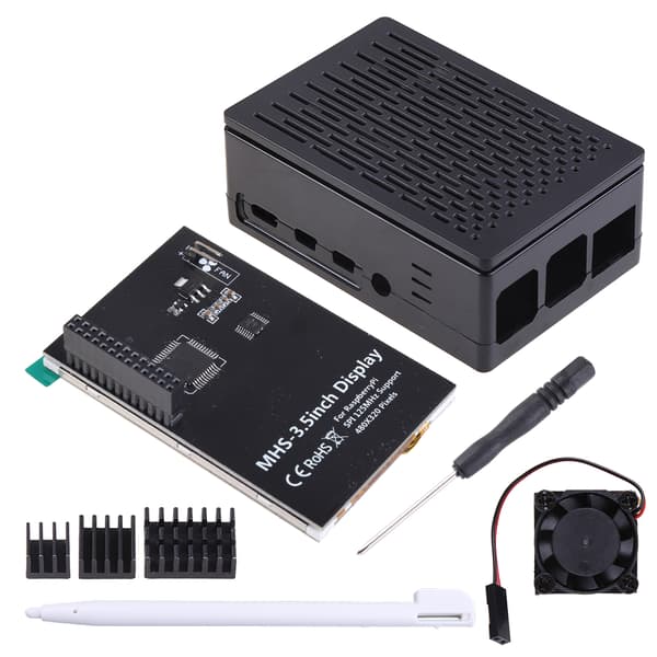 Raspberry Pi 4 Touchscreen, 4 tommer 60+fps 800x480 opløsning Raspberry Pi Touchscreen med køleventilator og etui