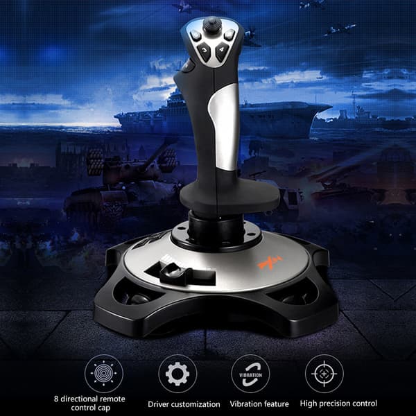 Vibrasjonsspillflyjoystick med USB-ladekabel for DC 5V/2A for PC