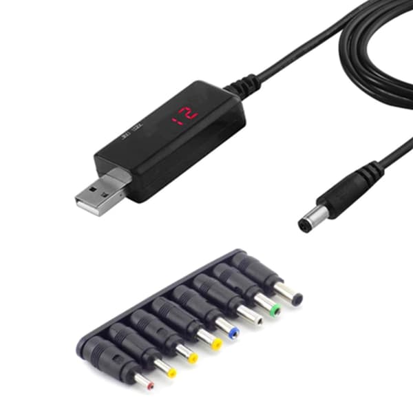 USB - DC 5V 9V 12V -sovitinkaapeli USB - 8 kpl DC-liittimelle reitittimen tuuletinta varten