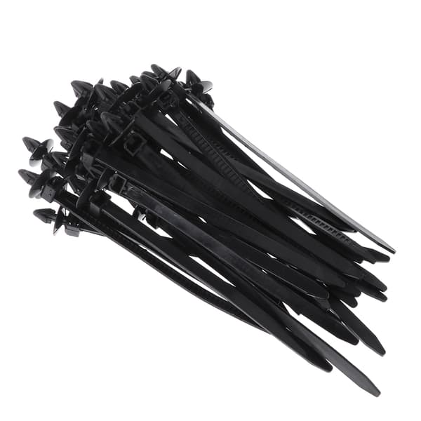 30 stk. Nylon Sort Bil Auto Kabelrem Push Mount Wire Tie Holder Clip Klemme