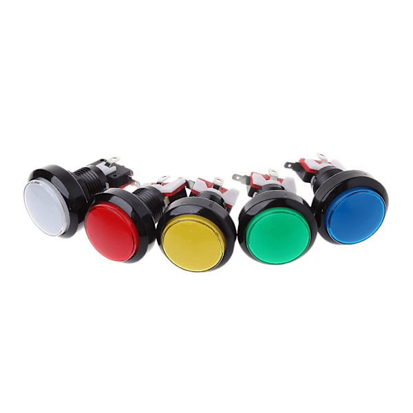 Speltryckknapp 45 mm rund 12V LED-belyst tryckknappsbrytare med mikrobrytare för arkadspel 5 färger Red
