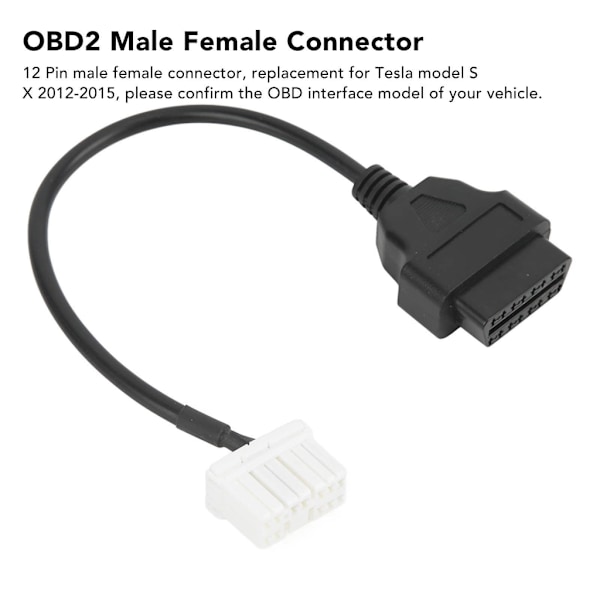12-nastainen OBD2-liittimen tunnistuslinjan diagnostiikkatyökalun adapterikaapeli Model S -malliin