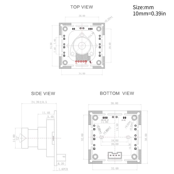 1MP OV9732 Sensor Sikkerhetskameramodul 720P Sensor 72° Linse
