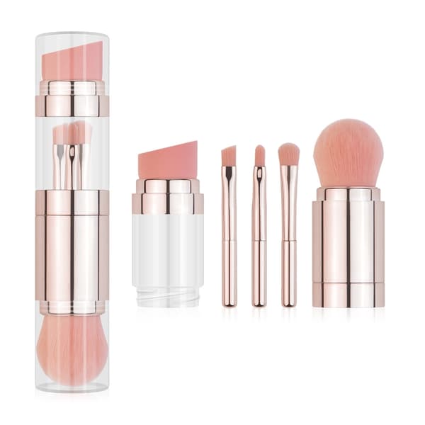 Rejse Kabuki-makeupbørste til foundation, blush, bronzer og pudder, udtrækkelig