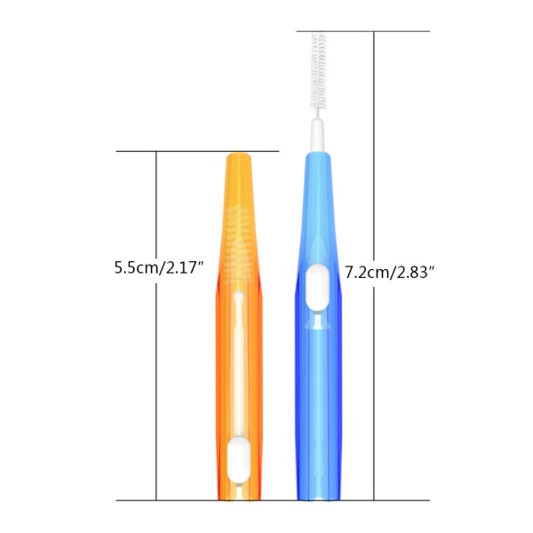 60st 0,6-1,5 mm mellanrumsborstar Hälsovård Tand Push-pull Tar bort mat och plack Bättre tänder Munhygienverktyg Orange