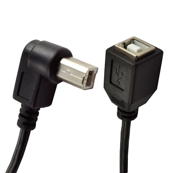 USB 2.0 Typ-B skrivarkabel USB B hona till typ-B hane (90 grader UPP/NER/Höger/vänster vinkel) Kort förlängningskabel Left