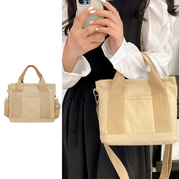 Kvinnor Harajuku tygväskor Canvas Crossbody axelväska JK Messenger Bag Dam Handväskor med stor kapacitet Khaki