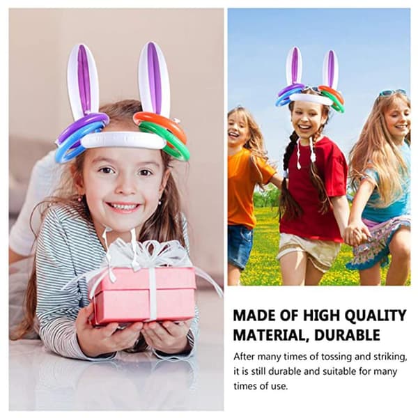 Påsk Uppblåsbar Bunny Rabbit Ear Ring Toss Game Ornament 1 Set PVC Material Pink